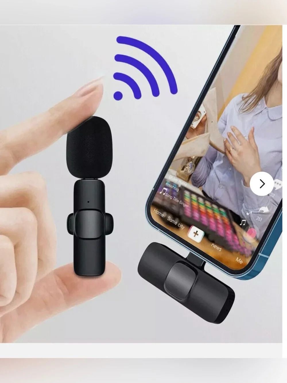 Wireless Lavalier Microphone for iPhone or Smartphones - Black NEW